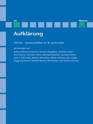 cover image of Aufklärung, Band 28
